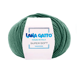 Lana Gatto Gomitolo 100% Pura Lana Vergine Merino Extrafine, Linea Super Soft - Tonalità Verde