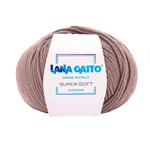 Lana Gatto Gomitolo 100% Pura Lana Vergine Merino Extrafine, Linea Super Soft - Tonalità Marrone