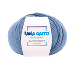 Lana Gatto Gomitolo 100% Pura Lana Vergine Merino Extrafine, Linea Super Soft - Tonalità Blu