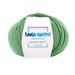 Lana Gatto Gomitolo 100% Pura Lana Vergine Merino Extrafine, Linea Super Soft - Tonalità Verde