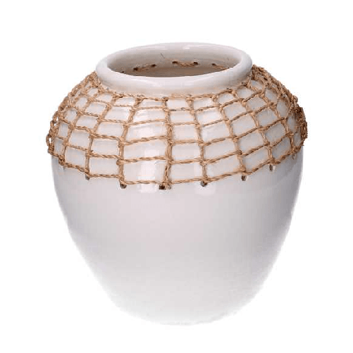 Vacchetti-Vaso-ceramica-rete-bianco-cm-ø255h255