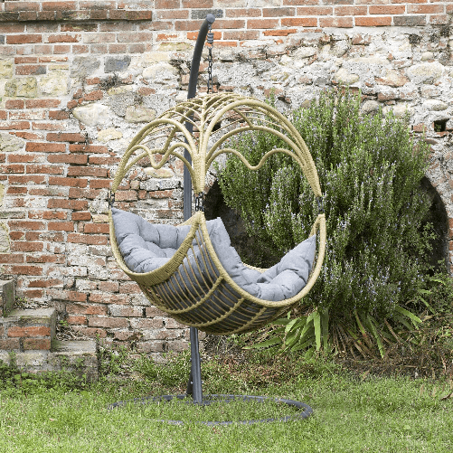 Vacchetti-Dondolo-pensile-Morris-supporto-grigio-cuscini-grigio-cm101x101h200