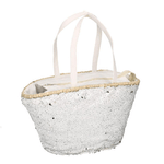 Vacchetti Borsa paglia con paillettes bianco cm47x18h23