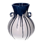 Vacchetti-Vaso-ceramica-anfora-bianco-gocce-blu-tondo-cm-ø245h305