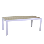 Vacchetti Tavolo alluminio cleveland bianco opacoall. top effetto legno cm200/300x100h75