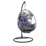 Vacchetti Dondolo pensile Clinton grigio con supporto nero e cuscino cm116x100h200