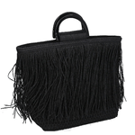 Vacchetti Borsa nero con frange cm37x13h24