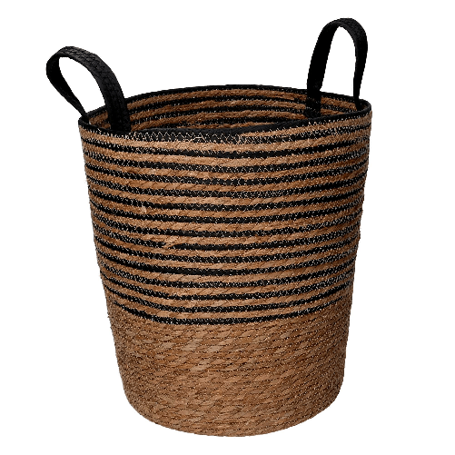 Vacchetti-Cesta-fibra-naturale-1-3-naturale-e-nero-tondo-cm-ø36h40