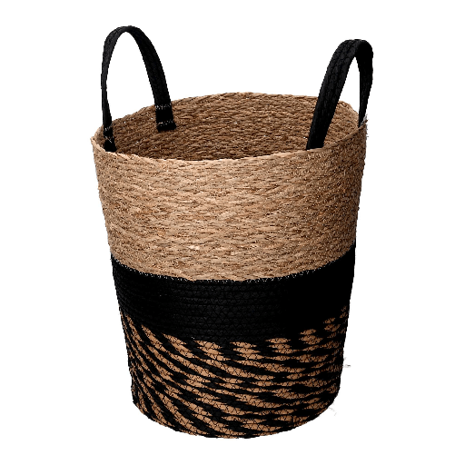 Vacchetti-Cesta-fibra-naturale-1-3-naturale-e-nero-tondo-cm-ø36h40