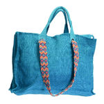 Vacchetti Borsa juta turchese cm46x32x14