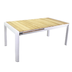 Vacchetti Tavolo alluminio Idaho Plus allungabilebianco top teak cm180/240x100h76