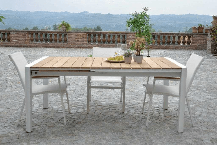 Vacchetti-Tavolo-alluminio-Idaho-Plus-allungabilebianco-top-teak-cm180-240x100h76