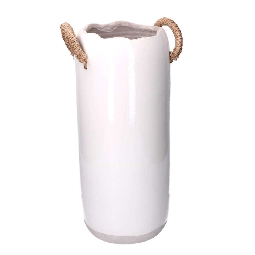 Vacchetti-Vaso-ceramica-bianco-con-maniglie-cm-ø20-30h48