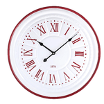 Vacchetti Orologio legno metallo bianco anticato bordo rosso cmø50x4,5