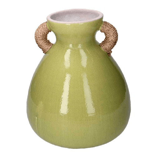 Vacchetti-Vaso-ceramica-verde-con-maniglie-cm-ø28-305h33