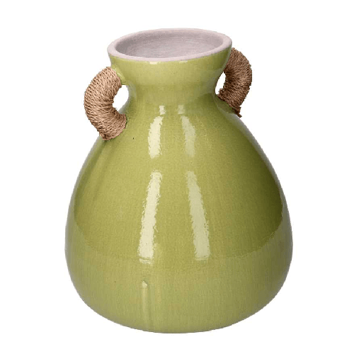 Vacchetti-Vaso-ceramica-verde-con-maniglie-cm-ø28-305h33