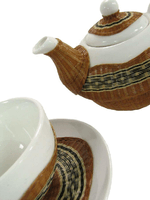 Vacchetti-Teiera-con-tazza-decoro-bambu--noce-tazza-e-teiera