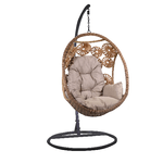 Vacchetti Dondolo pensile Clinton beige con supporto nero e cuscino cm116x100h200