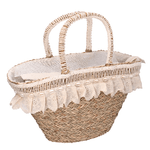 Vacchetti Borsa paglia naturale con pizzo crema econchiglie cm60x16h26/30