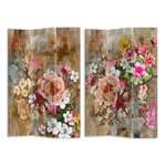 Vacchetti Paravento stampa 3 ante con fiori rosa cm120,6x2,5h180