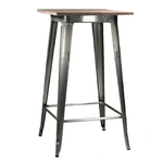 Vacchetti Tavolo bar ferro bristol top in legno galvanizzato cm60x60h106