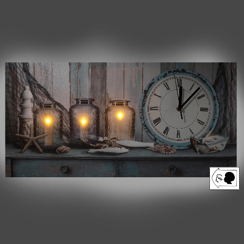 Vacchetti-Orologio-quadro-led-mare-legno-con-candele-cm60x30x22