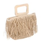 Vacchetti Borsa beige con frange cm33x13h24