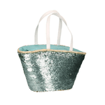 Vacchetti Borsa paglia con paillettes azzurro cm47x18h23