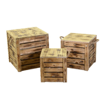 Vacchetti Scatola legno naturale 1-3 puff cm42x42h43,5