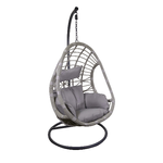 Vacchetti Dondolo pensile polyrattan Lincoln grigio con supporto e cuscino cm90x75h193