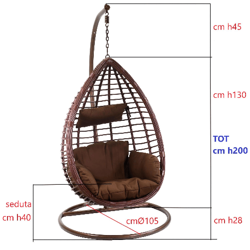 Vacchetti-Dondolo-pensile-polyrattan-Denton-marrone-con-supporto-e-cuscino-cm90x70h200