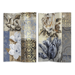 Vacchetti Paravento stampa fiori blu tre ante cm120,6x2,5h180