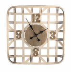 Vacchetti Orologio legno naturale quadro cm60,5x60,5x9