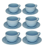 Vacchetti Tazza the set 6 pezzi juliet azzurro pastello c/piattino cmø9,5h7