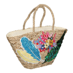 Vacchetti Borsa paglia con fiori e foglie cm60x16h30