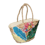 Vacchetti Borsa paglia con fiori e foglie cm47x18h23