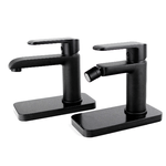 Coppia di miscelatore rubinetto bidet e miscelatore lavabo linea puma nero opaco