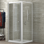 Cabina doccia 2 lati con porta a soffietto cristallo trasparente 75x75 cm