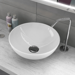 Lavabo da appoggio ceramica bianco tondo lavandino bagno 41,5x41,5x13,5 cm *** finitura- opaco, confezione 1