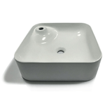 Lavabo da appoggio ceramica bianco quadrato lavandino arredo bagno 43x43x12cm