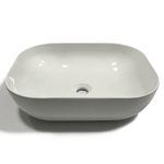 Lavabo da appoggio ceramica bianco rettangolare arredo bagno 50,5x40,5x14 cm *** finitura- lucido, confezione 1