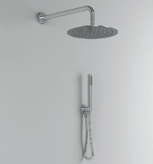 Kit doccia tondo 2 diametro 25 cm soffione braccio presa acqua doccetta laccio *** tipo di accessorio soffione 2 mm s...
