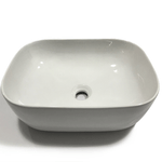 Lavabo da appoggio ceramica bianco rettangolare arredo bagno 45,5x32,5x13,5cm *** finitura- lucido, confezione 1