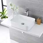 Lavabo da appoggio ceramica bianco rettangolare lavandino bagno 50x39x13 cm *** tinta bianco lucido, confezione 1