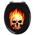 Sedile copri wc universale frizionato fantasia mdf chiusura rallentata *** fantasia fire skull, confezione 1