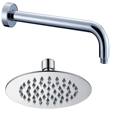 Braccio-doccia-ottone-cromato---soffione-doccia-tondo-acciaio-inox-diam-250x2-mm-spessore