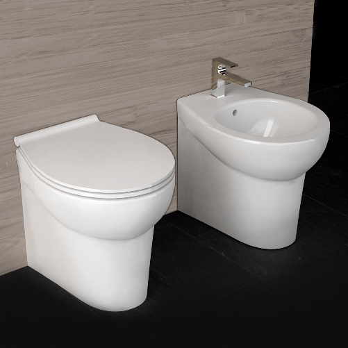 Sanitari-ceramica-dark-a-pavimento-vaso-wc-bidet-sedile-e-curva