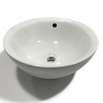 Lavabo da appoggio ceramica bianco tondo lavello arredo bagno 42x42x17,5 cm