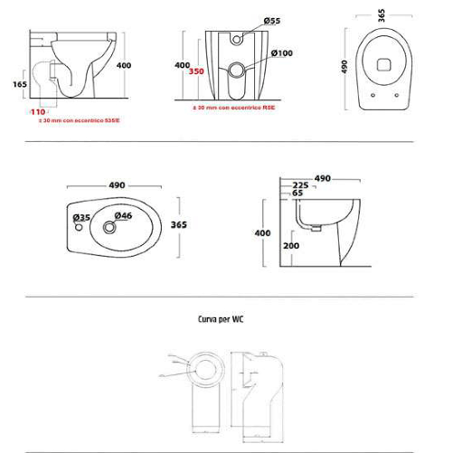 Sanitari-ceramica-dark-a-pavimento-vaso-wc-bidet-sedile-e-curva