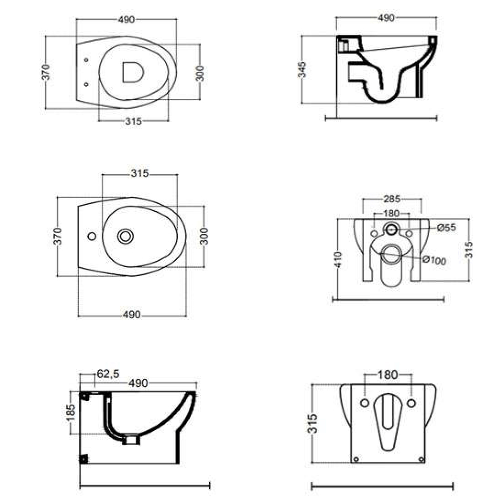 Sanitari-ceramica-dark-a-pavimento-vaso-wc-bidet-sedile-e-curva